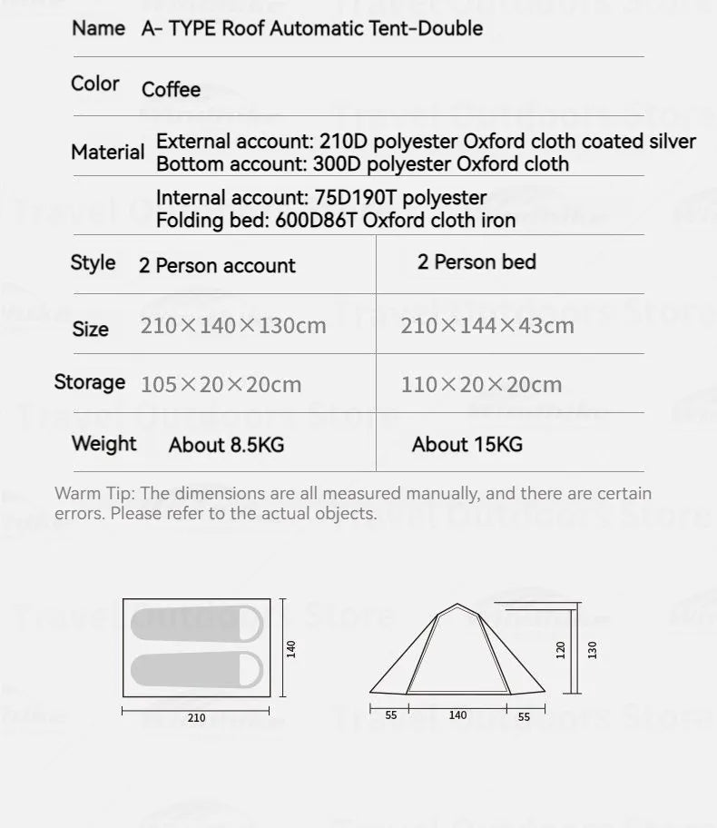 Naturehike A-Type Automatic Tent (1-2 Persons) - Sherwood and Hunter