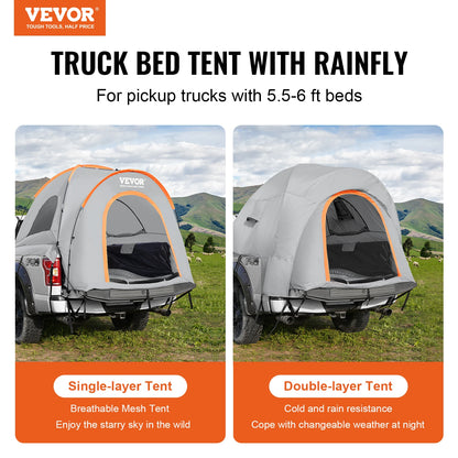 VEVOR 5.5'-6' Pickup Truck Tent with Rain Layer and Carry Bag - Sherwood and Hunter